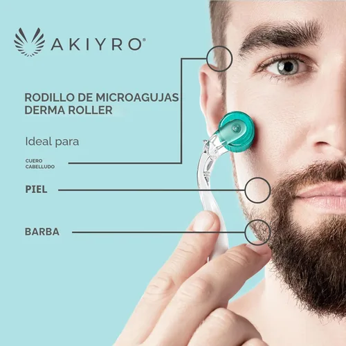 Miniatura 4 de AKIYRO Derma Roller 0.012 in - Rodillo de microagujas con estuche de almacenamiento - 192 microagujas dérmicas herramienta para cara, barba, cuero