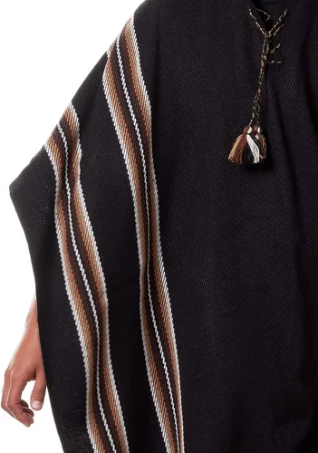 Miniatura 9 de INTI ALPACA Poncho con capucha de alpaca para hombre, cálido y suave, capa de capa