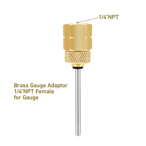 Miniatura 3 de Adaptador de calibre de latón 1/4 NPT hembra, 2-1/2 OAL x 1-2/5 "x 1/8" sonda con funda de acero inoxidable, kit de montaje de manómetro