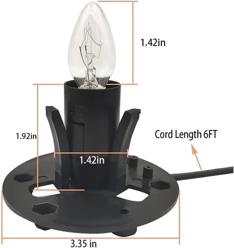 Miniatura 3 de Himalayan Salt Lamp Cord Replacement with Dimmer Switch, 5 Feet Cords with Base Assembly and 6 E12 Halogen Bulbs