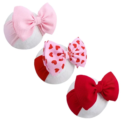 Diademas grandes de 6 pulgadas con lazo de San Valentín hechas a mano con lazos, diademas de nailon suave de alta elasticidad, accesorios para el