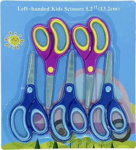 Miniatura 2 de Tijeras zurdas para niños (paquete de 5, punta redondeada, 5.2 pulgadas) – Tijeras para estudiantes escolares y suaves al tacto para zurdos GD-018-F