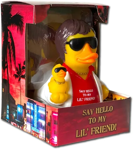 CelebriDucks Say Hello to My Lil' Friend - Patos de goma de baño coleccionables, flotantes; regalo para niños y adultos de todas las edades