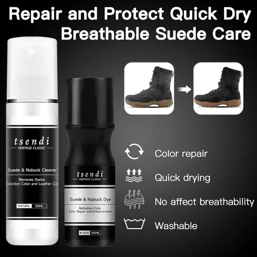Miniatura 5 de Nubuck Suede Dye Black – 2 in1 Cleaner Color Restorer with 3 Brushes, Applicator Renew Faded Shoes For Suede Care Kit
