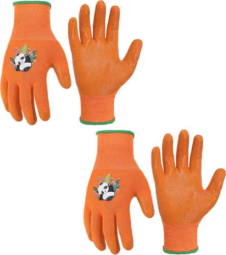 Miniatura 21 de HANDLANDY 3 pares de guantes de jardinería para niños sin látex, guantes de jardín para niños y niñas con revestimiento de nitrilo para niñas y Verde