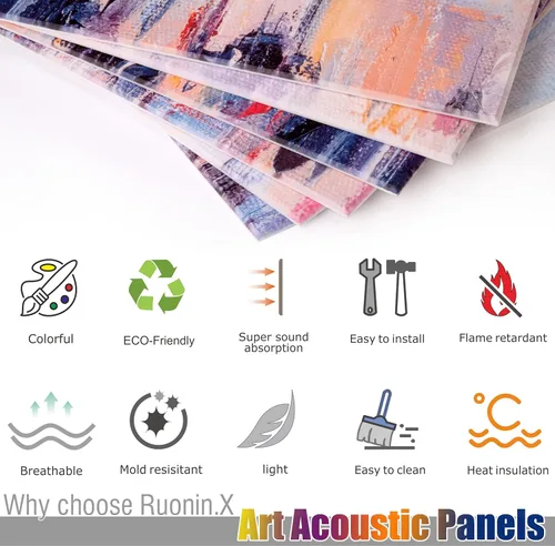 Miniatura 5 de Paquete de 6 paneles de pared acústicos artísticos decorativos, mejor tratamiento acústico que la espuma, paneles de pared de alta calidad Ciudad