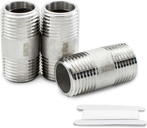 SANATO 3 piezas SS 304 forja pezón fundido piple, 3/4 "NPT x 3/4" NPT macho roscado, 1.969 in accesorios de tubería