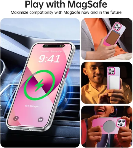 Miniatura 2 de Funda magnética para iPhone 14 Pro Max [compatible con MagSafe] [probada en caídas de grado militar de 10 pies] Funda delgada translúcida mate