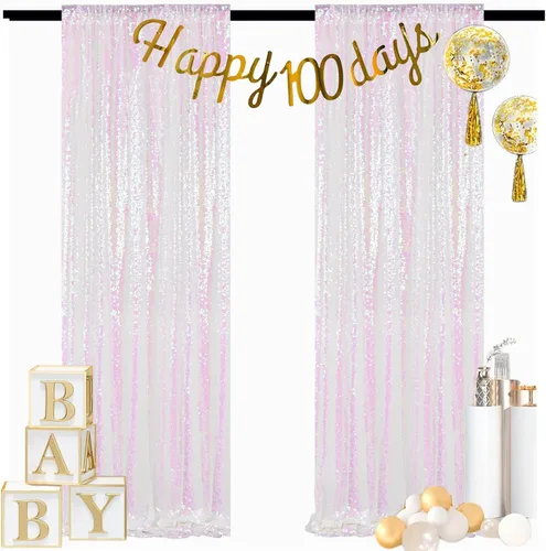 Miniatura 28 de ShinyBeauty PHOTOBOOTH - Fondo de tela de lentejuelas, telón de fondo de boda, telón de fondo óxido, cortinas de lentejuelas, cortinas de Negro