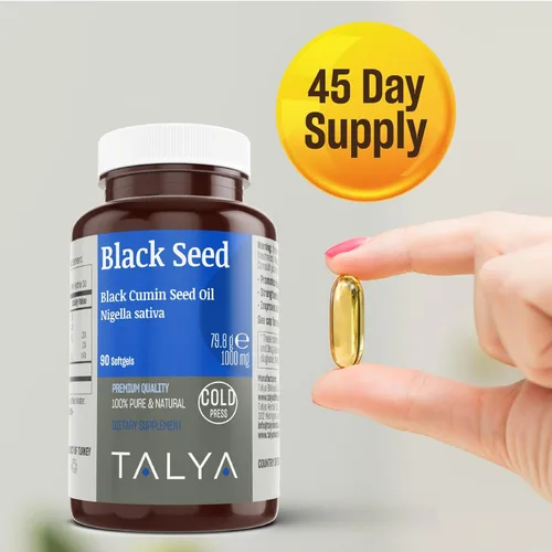 Miniatura 6 de TALYA Softgel de aceite de semilla negra con alta timoquinona, apoyo inmunológico, salud digestiva, función cerebral, movilidad articular, prensado