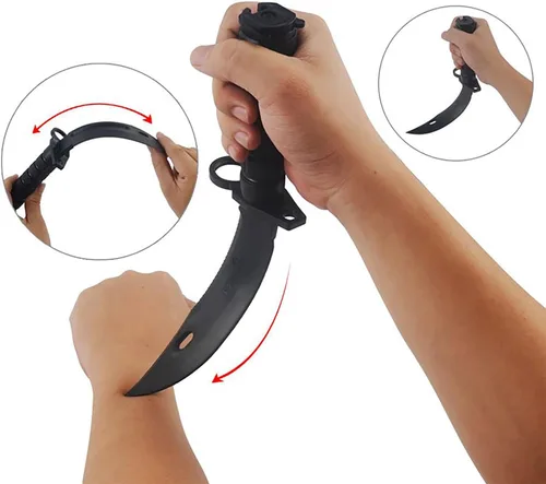 Miniatura 4 de TIETHEKNOT Cuchillo táctico de goma de plástico con funda para entrenamiento militar, adecuado para armas blandas, armas de fuego, artes marciales