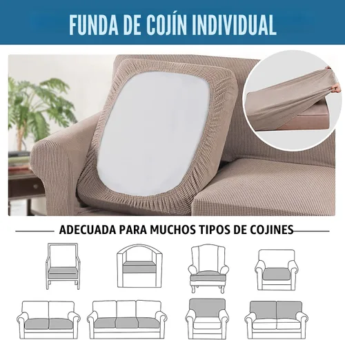 Miniatura 7 de H.VERSAILTEX 4 fundas de sofá elásticas para 3 fundas de cojín para sala de estar (funda base más 3 fundas de cojín de asiento), tela jacquard Arena