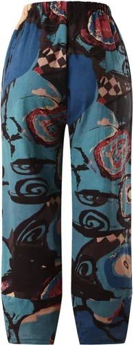 Miniatura 3 de FEDULKSTORE Pantalones de pierna ancha de algodón y lino para mujer, pantalones palazzo casuales de verano de cintura alta, pantalones holgados