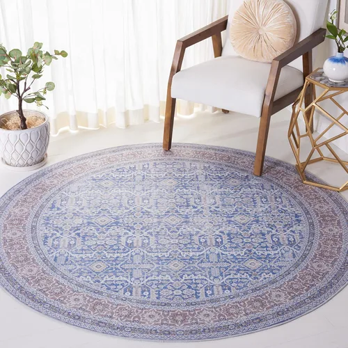 Miniatura 7 de SAFAVIEH Tucson Collection - Alfombra lavable de 2 pies 6 pulgadas x 6 pies, azul y al óxido, antideslizante y fácil de limpiar, ideal para pasillo