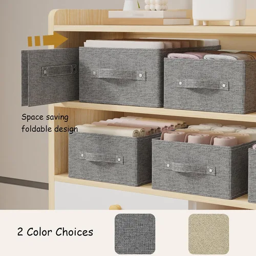 Miniatura 7 de Cajas de almacenamiento plegables, cestas organizadoras de tela, cubos para organizar el hogar, la oficina y el armario, gris, paquete de 2, 13.0 x
