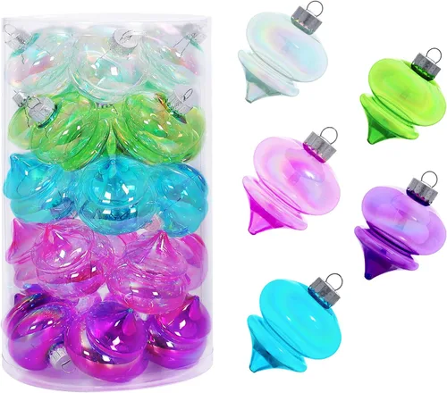 MOONET 25 bolas de decoración de Navidad de 2.64 pulgadas, inastillables, de colores, transparentes, para festivales, bodas, hogar, fiestas,