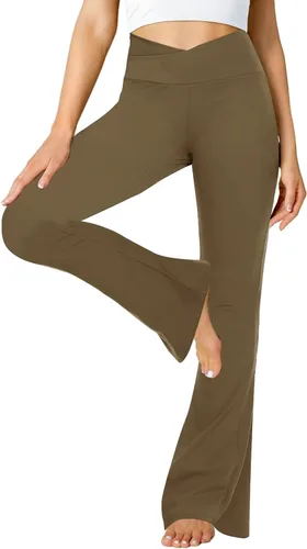 Miniatura 14 de ZOOSIXX Pantalones de yoga acampanados para mujer, leggings cruzados suaves con corte de bota