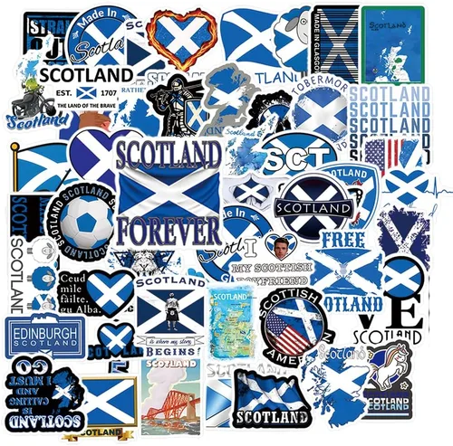 63 calcomanías de grafiti de Escocia para botellas de agua, portátil, maleta, álbumes de recortes, calcomanías de instrumentos musicales,