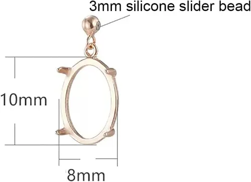 Miniatura 2 de Bandeja colgante de plata de ley 925 para bricolaje, configuración de base de camafeo con cuentas deslizantes de silicona de 0.118 pulgadas para Oro