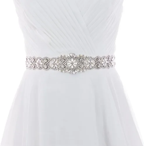 Miniatura 48 de azaleas Cinturón de boda fino de cristal para mujer, cinturón de novia para boda, dama de honor, accesorios de vestido de niña de las flores, 16