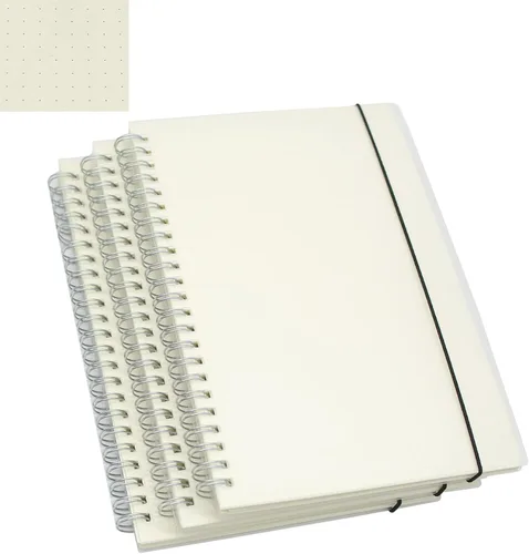 Yansanido - Cuaderno de notas en espiral (A5), 160 páginas (80 hojas), 100 gr/m² / 3.53 oz/m² de papel de puntos, con tapa dura de plástico