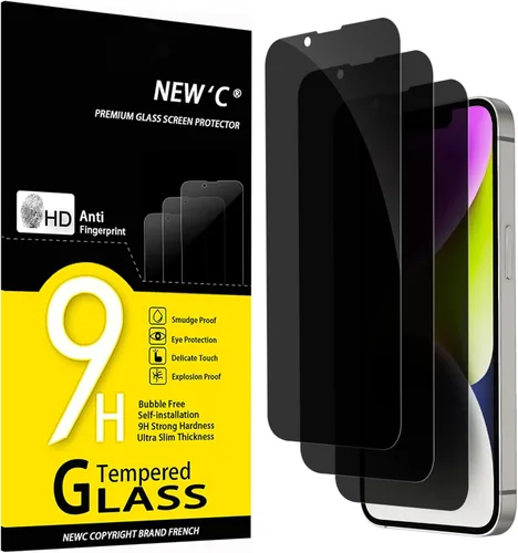 Miniatura 20 de NEW'C Paquete de 3 protectores de pantalla de privacidad para iPhone Air/iPhone 17 Air (6.5 pulgadas), película de vidrio templado antiespía
