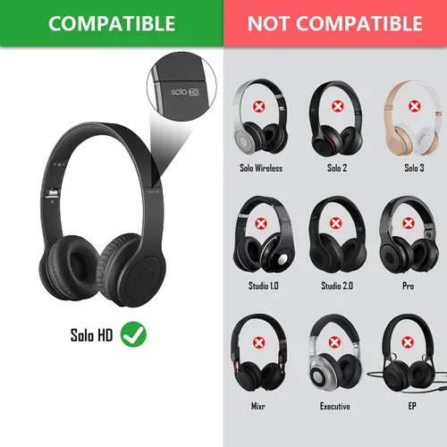 Miniatura 3 de Geekria QuickFit Almohadillas de repuesto para auriculares Beats Solo HD, almohadillas para los oídos, piezas de reparación con guía de video (negro)
