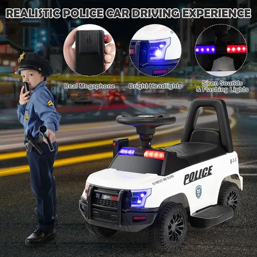 Miniatura 2 de GLACER Coche de policía para niños, auto de juguete eléctrico a batería de 6 V con megáfono real, música, luces intermitentes de sirena y faros