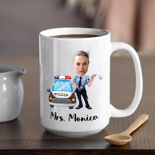 Miniatura 4 de Taza de café blanca personalizada con cara de policía de policía de 11 15 onzas, taza de café de policía de sargento de policía, regalo para hombres