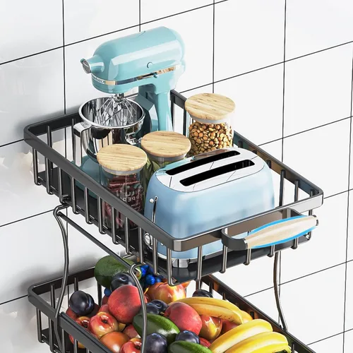 Miniatura 5 de Wisdom Star - Canasta de frutas y verduras de 4 niveles para cocina, carrito de almacenamiento de frutas y verduras, canasta de almacenamiento