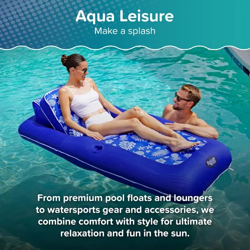 Miniatura 6 de Aqua Inflatable Tanning Pool Lounger, Premium Pool Float with Cupholders and Removeable Pillow for Relaxation and Fun