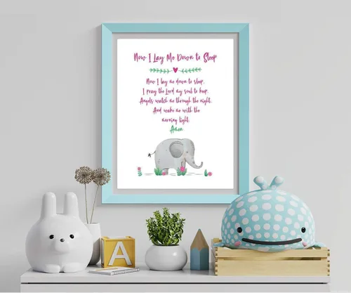 Miniatura 5 de Now I Lay Me Down To Sleep Wall Art Prints - Unframed 8x10 - Bible Verse Poster for Kids - Inspirational Sayings Christian Decor for Children