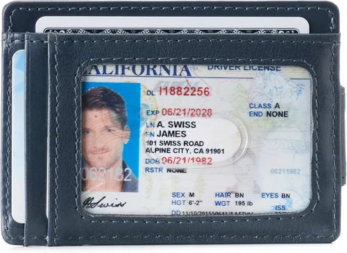 Miniatura 2 de Alpine Swiss Harper - Cartera delgada con bolsillo frontal RFID para hombre, soporte magnético para tarjetas de identificación de cuero