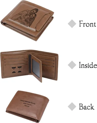 Miniatura 5 de Lovejewelry Carteras personalizadas con fotos para hombres, cartera de piel grabada para padre, novio, estilo 4, Personalizable
