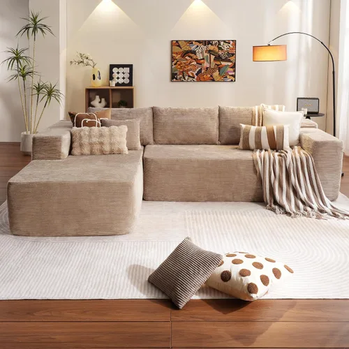 Miniatura 10 de ovios Sofá seccional Cloud de 96 pulgadas con chaise en forma de L, sofá modular moderno con asiento profundo, sofás tapizados para sala de estar