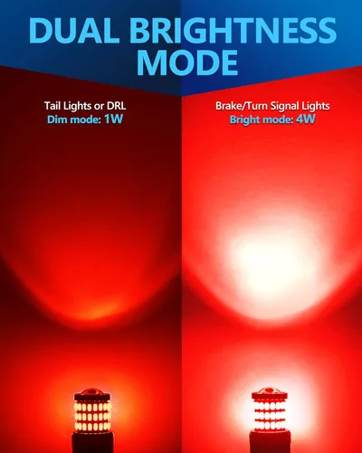 Miniatura 5 de Yorkim Bombillas LED 1157 brillantes rojas, bombilla de freno 1157, 9-30 V, 1157 2057, 2357, 7528, BAY15D, bombilla LED con proyector de repuesto