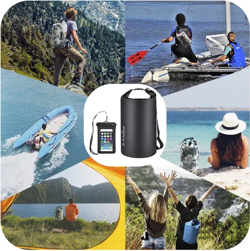 Miniatura 5 de OMGear - Bolsa seca impermeable y bolsa para teléfono, bolsa flotante de 40L/30L/20L/10L/5L para kayak, navegación, actividades al aire libre