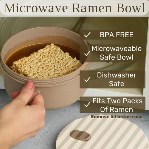 Miniatura 4 de AI LOVE PEACE Tazón de ramen, olla de ramen, tazón de ramen para microondas, tazón grande de fideos de 40 onzas, tazón para microondas, cuencos
