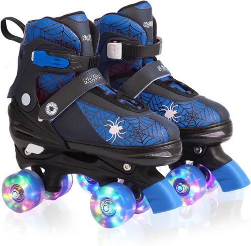 Miniatura 8 de Patines de ruedas Nattork para niños y niñas, patines cuádruples ajustables en 4 tallas para niños con ruedas iluminadas, genial regalo de rojo azul