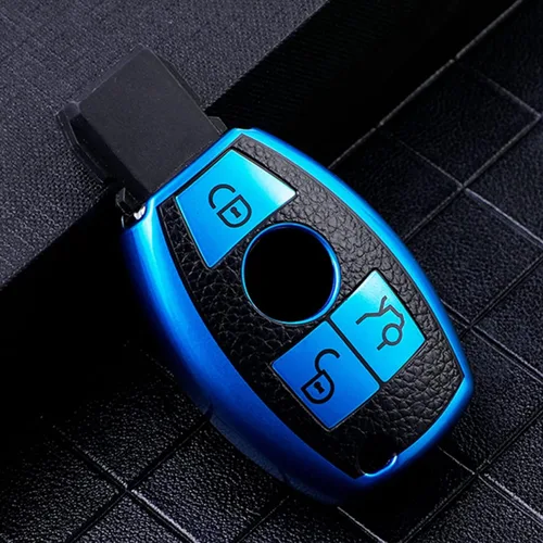 Miniatura 2 de Xotic Tech - Funda para llavero de piel granulada de poliuretano termoplástico, color azul, compatible con Mercedes Benz A, B, C, E, S, G, M, V