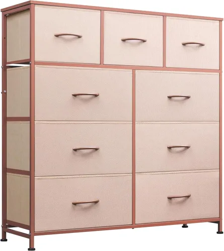 Miniatura 11 de WLIVE Cajonera de tela de 9 cajones, torre de almacenamiento para dormitorio, pasillo, entrada, armario, unidad organizadora de cajones altos