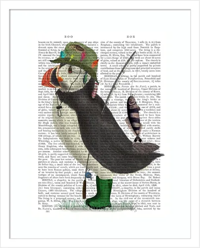 Miniatura 8 de Amanti Art Framed Wall Art Print 21x17 Puffin Fishing by Fab Funky, Animals Wall Art, Whimsical Decor, Small Poster Painting Artwork for Living