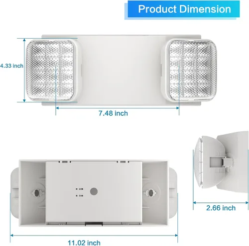 Miniatura 4 de Paquete de 6 luces LED de emergencia con batería de respaldo, iluminación de emergencia LED cuadrada ajustable de dos cabezales para el hogar