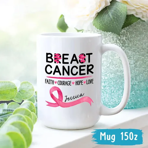 Miniatura 5 de Taza personalizada para sobrevivientes de cáncer, taza de cáncer de mama, taza de cinta rosa, regalo para sobreviviente de cáncer de mama, taza