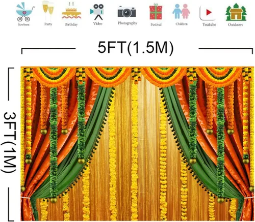 Miniatura 2 de Lofaris Fondo de Fotografía India Pooja Telón de Fondo Puja Ganpati Pooja Tradicional Festival Mehndi Fondo Decoraciones Diwali Boda Fiesta