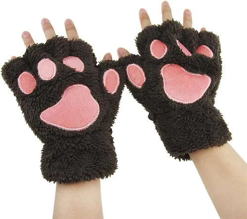 Miniatura 41 de Guantes de garra para disfraz de Halloween, medio dedo, lobo, oso, gato, guantes, guantes de piel sintética para mascarada, cosplay, utilería de mano