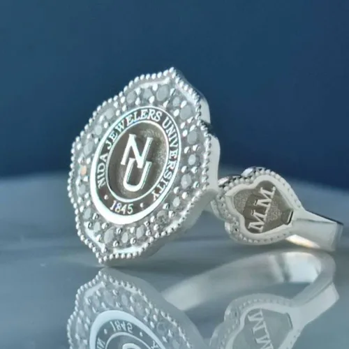 Miniatura 5 de Ssjewel Customized Women Class Rings University Logo Ring Personalized Jewelry Men Women High School Ring 14K White Gold Finish Silver Class Rings