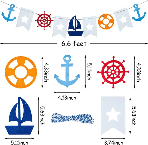 Miniatura 2 de 2 banderines náuticos para decoración de puerta de crucero, velero, yate, faro, guirnalda para fiesta de cumpleaños temática náutica, decoración