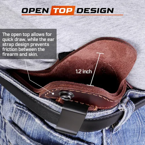 Miniatura 6 de IWB/OWB - Funda de cuero universal para pistola oculta para hombres y mujeres, compatible con Glock 17/19/23/26/42/43X Taurus G2/G2C/G3C Sig