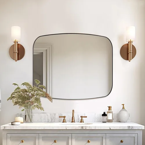 Miniatura 23 de ANDY STAR - Espejos ovalados negros para baño, espejo grande de 24x36 pulgadas con marco de metal negro mate oblongo para pared, espejo moderno